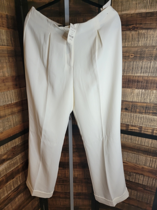 New York & Company Pants - New York & Company Ivory Blouse with Front Pleat